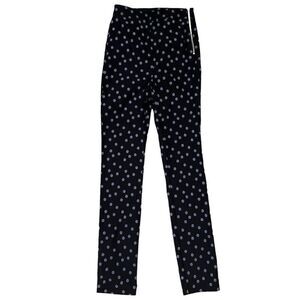 Zara Black With Purple Flowers Side Zipper Skinny Leg Pants stretch Size S